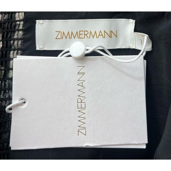 Zimmermann Pavilion V Neck Mini Dress in Black Multi Floral Linen Silk AU 1 US 6 - Picture 15 of 16